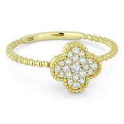 14K Yellow Gold Diamond Clover Ring